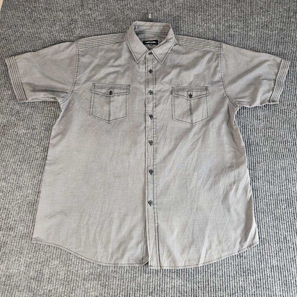 Decibel Shirt Mens 3XL Gray Short Sleeve Button Front Casual Top Western Pockets